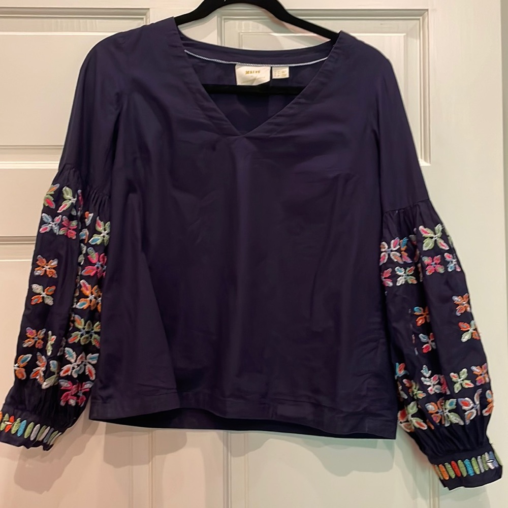 maeve by anthropology women’s size 0, navy cotton shirt